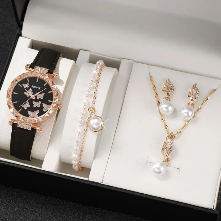 5pcs%20set%20pearl%20bracelet%20necklace%20earrings%20with%20butterfly%20quartz%20watch%20for%20women%20(No%20Box)%20-%20Image%205