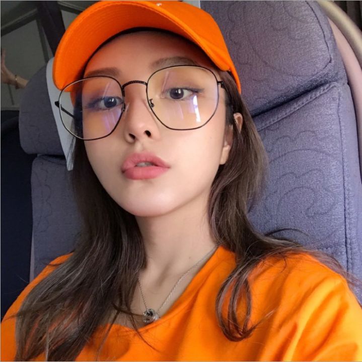 Zhou Yangqing's same flat mirror Internet celebrity glasses frame, female Korean version of the tide metal thin retro round face glasses frame
