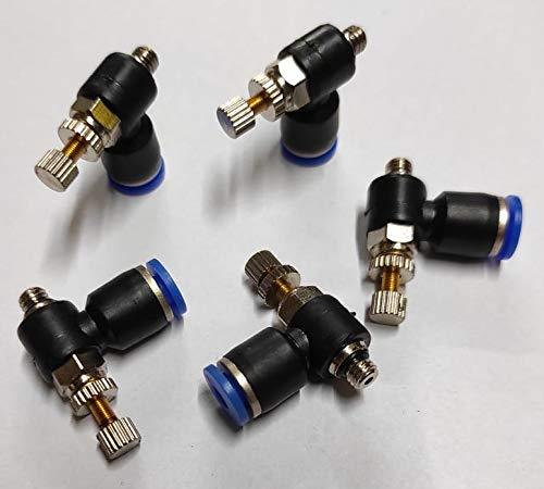 Plastic 4 mm Tube M5 Pneumatic Air Flow Speed Control Valve Quick Connector (Black) -5 Pieces