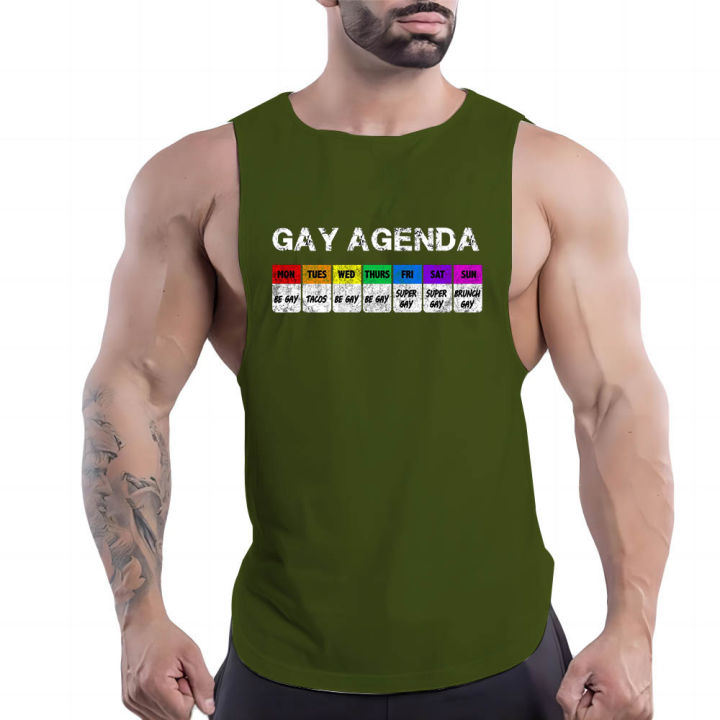 Summer Fashion Casual 2d Letter Print Breathable Men'S Basketball Sleeveless T-Shirt Outdoor Gym Sports Street Vest Top