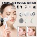 6 In 1 Ultrasonic Facial Cleansing Brush Electric Auto Rotating Waterproof Face Skin Acne Pore Cleaner Blackhead Removal Machine. 