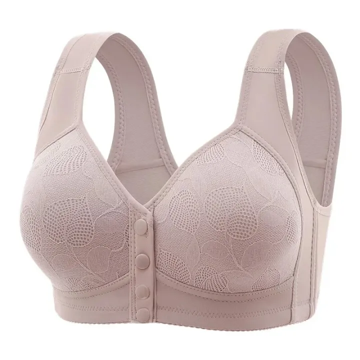 Mother%20Front%20Open%20Buckle%20Bra%20Underwear%20Brassiere%20Large%20Size%20Bra%20Without%20Steel%20Ring%20Thin%20Section%20Vest%20Type%20Mom%20breathable%20Brassie%20-%20Image%204