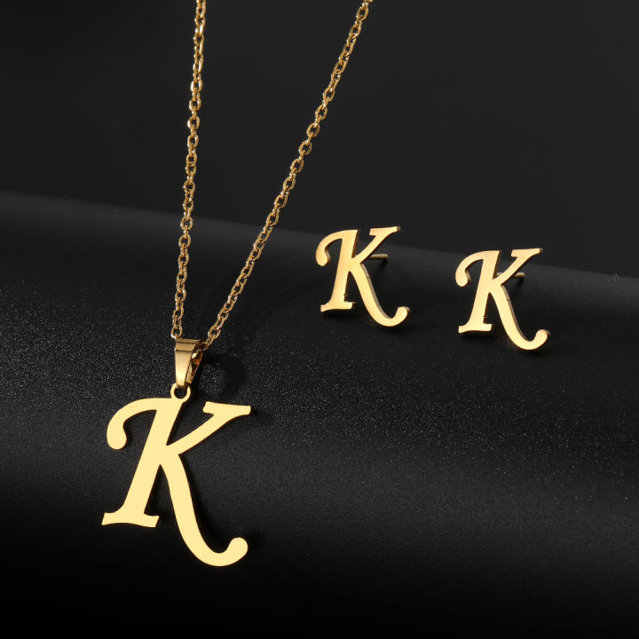 Hot%20Selling%20custom%20Jewelry%20sets%20Gold%20plated%20Stainless%20Steel%2026%20Letter%20Pendant%20Initial%20Necklace%20Stud%20Earrings%20Set%20For%20Women%20Gift%20-%20Image%207