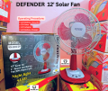 DEFENDER 12' Table Solar Fan / 12 Inch Solar Fan / 12v Dc Solar Fan 12 Inch. 