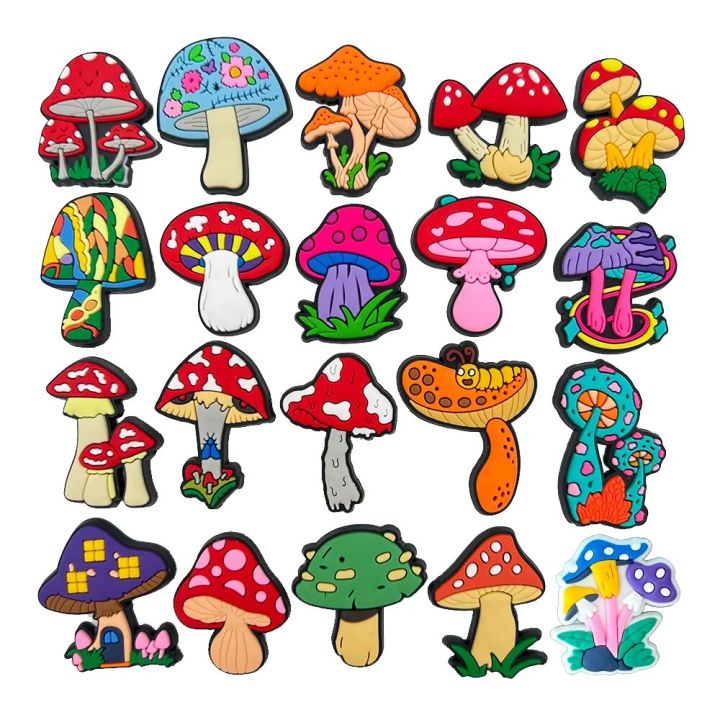 20PCS Mushroom Food Plant Shoe Croc Charms for Clogs Sandals Decoration Shoe Accessories Charms for Friends Gifts