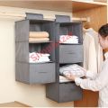Wardrobe Hanging Cloth Organizer With Drawer, 4 Layer Cloth Organizer With 2 Drawer.