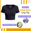 Basic Scoop Neck Short Sleeve Crop T-Shirts / Women's Crop Top / Imported Crop Tops T-Shirt / 100% Premium Super Soft Cotton - Tops For Girls.