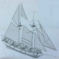 1:100 Halcon Wooden Sailing Boat Model DIY Kit Ship Assembly Decoration Gift.