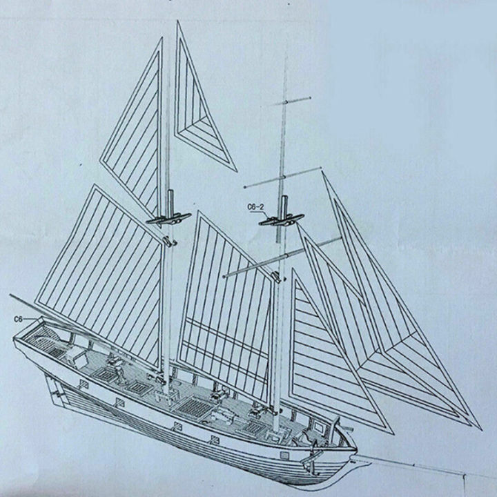 1:100 Halcon Wooden Sailing Boat Model DIY Kit Ship Assembly Decoration Gift