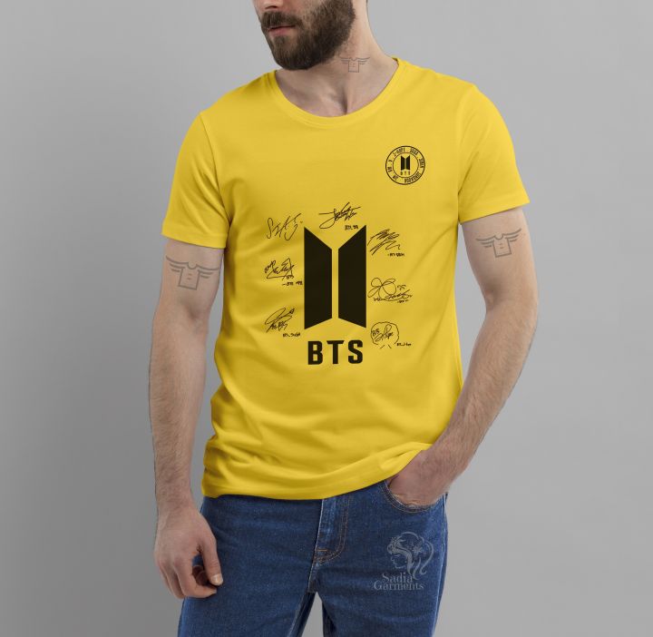 BTS%20Lover,%20BTS%20Character%20Signature%20Half%20Sleeve%20Round%20Neck%20Tshirt%20-%20Image%202