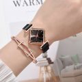 Women Square Watch Bracelet Set Luxury Ladies Quartz Magnet Buckle Gradient Color Watches Relogio Feminino for Gift Clock. 