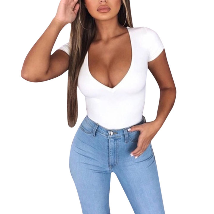 Women%20Body%20Suit%20Casual%20Slim%20Jumpsuit%20Romper%20Girl%20Bodysuit%20Solid%20Short%20Sleeve%20Suit%20Clothes%20Clothing%20Catsuit%20Top%20Para%20-%20Image%204
