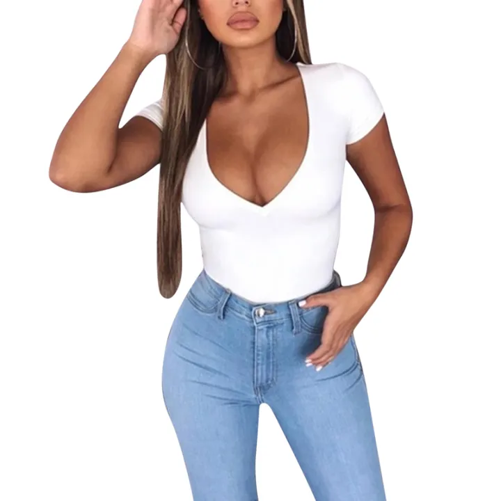 Women%20Body%20Suit%20Casual%20Slim%20Jumpsuit%20Romper%20Girl%20Bodysuit%20Solid%20Short%20Sleeve%20Suit%20Clothes%20Clothing%20Catsuit%20Top%20Para%20-%20Image%204
