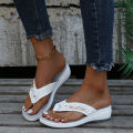 Non-Slip Thick-Soled Wedges Sandals for Women, Flip-Flops, Beach Shoes, Summer Slippers, New, 2024.