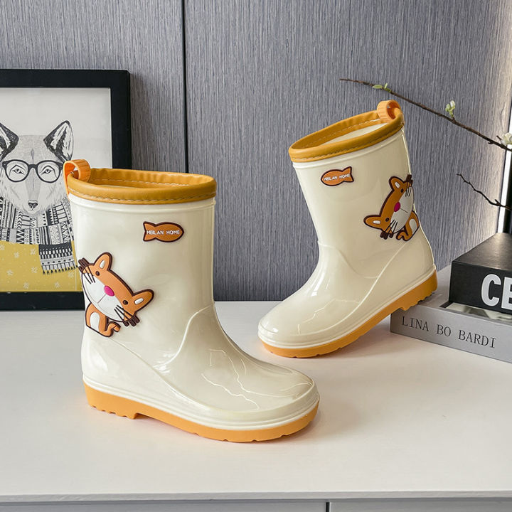 Children Rain Shoes Anti-slippery Rain Boots Kids Shoe for Girl Waterproof  Shoes Cartoon Warm Plush Winter Shoe for Girl Kid 장화