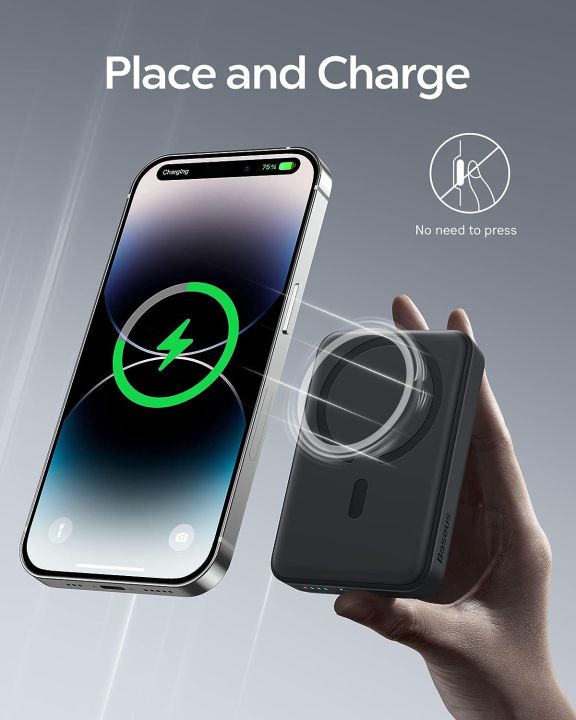 Baseus%20Magsafe%2010000mAh%20Magnetic%20Wireless%20Fast%20Charge%20Power%20Bank%20for%20iPhone%2015/14/13/12%20Series,%20Black%20-%20Image%203