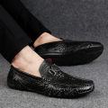 Crocodile Pattern Skin Loafer Shoes Men Slip-on Moccasins Handmade Man Casual Shoes Drive Walk Luxury Leisure.