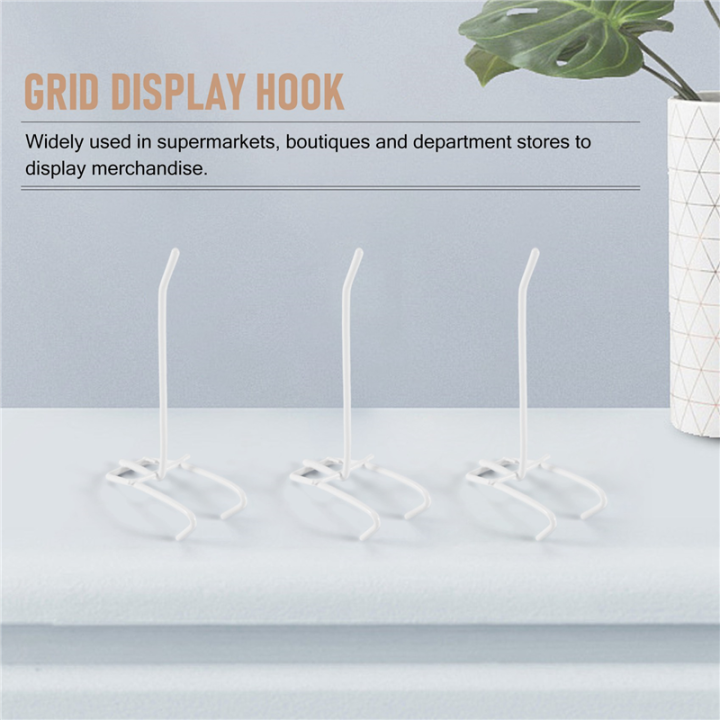 10%20Pcs%203.9inch%20Long%20White%20Metal%20Store%20Grid%20Wall%20Bracket%20Display%20Hooks%20-%20Image%203