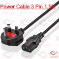 Power Cable 3 Pin 1.5M For Desktop, Laptop, Monitor, Printer. 