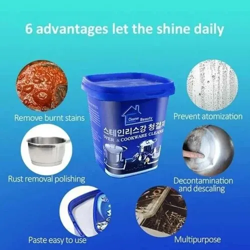 Stainless Steel Cookware Cleaning Paste Household Kitchen Cleaner Washing Pot Bottom Scale Strong (500g)