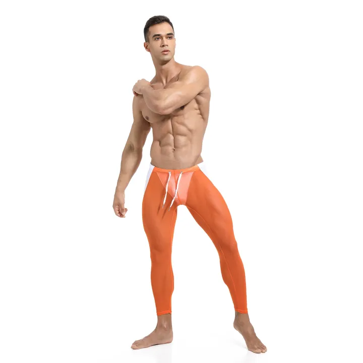 Men%20Breathable%20Pure%20Color%20See-through%20Mesh%20Skin%20Tight%20Sport%20Cycling%20Gym%20Training%20Leggings%20Trousers%20Elastic%20Waistband%20Drawstring%20-%20Image%206