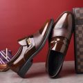 Plus size british men's business ins formal leather shoes invisible inner increase height 6CM men's shoes fashion lazy single shoes to get married.