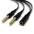 Headphone Earphone 2 Male to 1 Female 3.5mm Mic Audio Y Splitter Cable for PC Laptop. 