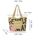 Simple Versatile Canvas Handbag Personalized Letter Printed Shoulder Bag Fashionable Large Capacity Commuter Tote Bag. 
