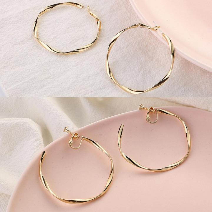 New 925 Sterling Hoop Earring For Women 50mm Big Round Circle Earrings Jewelry Gift