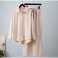 Lavish indulgent - Women Office Wear Shirts Two Piece Suit Women Elegant Wide Pants Outfits Tracksuit - Easy To maintain. 