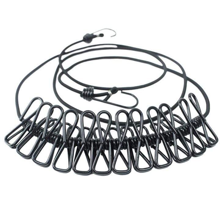 A Retractable Clothes Drying Rack Rope with 12 Clips Portable ...