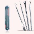 4pcs/set Blackhead Comedone Pimple Blackhead Remover Tool Spoon for Face Skin Care Tool Acne Removal Needles Facial Pore Cleaner.