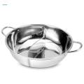Shabu Shabu Hot Pot with Handles Clear Lids Tabletop Two Meal Pot Mandarin Duck Pot for Travel 36cm.