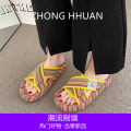 【Wenlu Deer Pet Pink】Fashion Ethnic Style Slippers Women2023New Spring and Summer Outer Wear Flat Breathable Shoes.