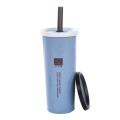 450Ml Popular Portable Hand Cup / Healthy Wheat Straw Cup with Straws / Student,Home,Office,Travel Coffee Drinking Bottle 1Pcs.