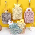 Chenille Hand Towel with Hanging Rope Quick Dry Soft Cute Cartoon Design Perfect Kitchen Bathroom Supplies. 