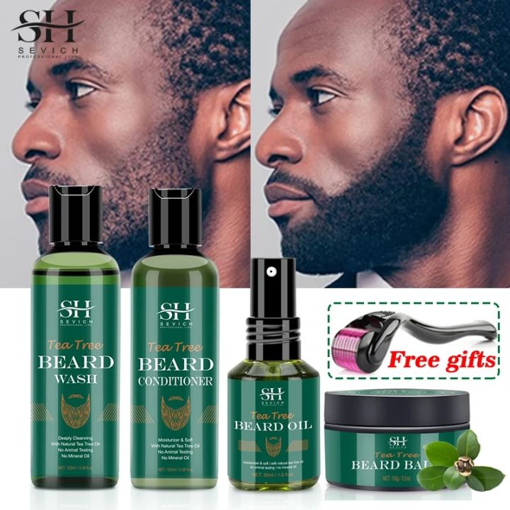 2023 Beard Growth Kit For Men Nourishing Moisturizing Moustache Growth Enhancer Oil Tea Tree Anti Hair Loss Shampoo Beard Care