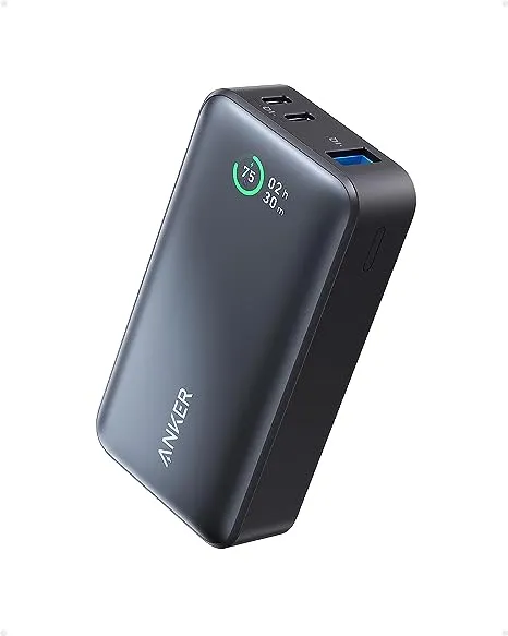 Anker Power Bank, 533 Power Bank (PowerCore 30W), Power IQ 3.0 Portable Charger with PD 30W Max Output, 10,000mAh Battery Pack for iPhone 15/14 Series