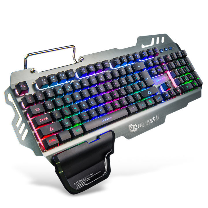 HXSJ%207Pin%20Pk-900%20Gaming%20Keyboard%20Rgb%20Backlight%20Computer%20Keyboard%20With%20Mo-bile%20P-hone%20HO-lder%20Wrist%20Rest%20S-ilver%20-%20Image%207