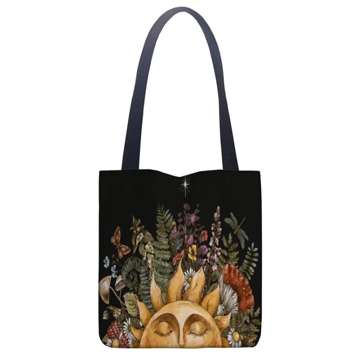 Chinese%20Style%20Printing%20Line%20Bag%20Bright%20Colors%20Butterfly%20And%20Moon%20Women's%20Handbag%20Art%20Forest%20Red%20Mushroom%20Pattern%20Tote%20Bag%20-%20Image%204