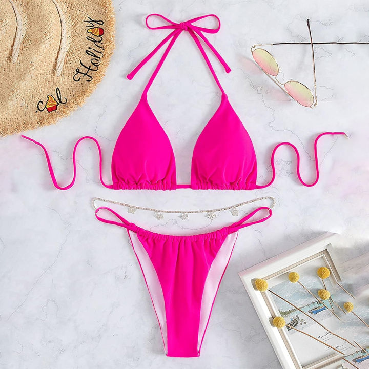 Bikini Set 1 Set Pink Colour / Bikini Bra Pantie Set For Girls And Women / Swim Bikini Dress For Ladies