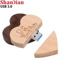 Wedding Love Free Custom Logo Wooden Gift Box USB 3.0 Flash Drive High Speed Pen Drive Maple Real Capacity Memory Stick 64GB. 
