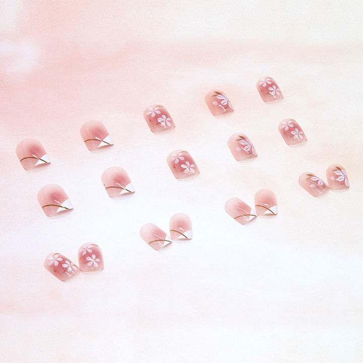 24Pcs%20Pink%20Fake%20Nails%20with%20Glue%20DIY%20Art%20Design%20Flower%20False%20Nails%20Wearable%20Nails%20Stylish%20Pattern%20Artificial%20Nails%20-%20Image%203