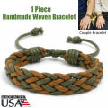 American Handmade Woven Adjustable Bracelet Cotton Rope Friendship Band Jewelry, Handicraft Item | Birthday Wedding Engagement Bridal Party Souvenir Awesome Gift for Men – Green Light Brown Color (1 Piece & 2 Pieces Combo Available).