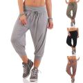Women Casual Harem Pants Solid Loose Joggers 3/4 Pants Female Capri Pants Calf-Length Drawstring Trousers Street Wear Trouser.