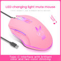 USB Wired Gaming Mouse Cool Lighting Type-C Portable Power saving mouse Creative mouse  Computer. 