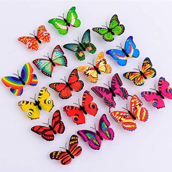 12 Pcs 3D Double Wings Butterfly Wall Stickers
