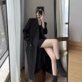 Black Suit Trench Coat Women2022Autumn New High-Grade Temperament Wild Slimming Mid-Length Coat Coat.