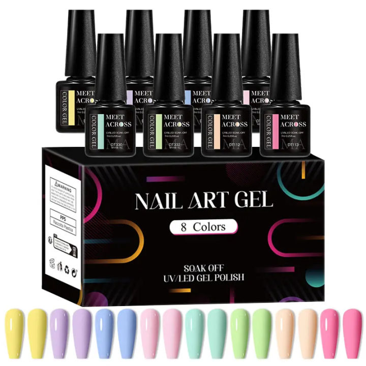 8pcs%20Gel%20Nail%20Polish%20Set%20Summer%20Nails%20Gel%20Polish%20Semi%20Permanent%20Varnish%20Nail%20Supplies%20Soak%20Off%20UV%20LED%20Gel%20Manicure%20Kit%20With%20Box%20-%20Image%202