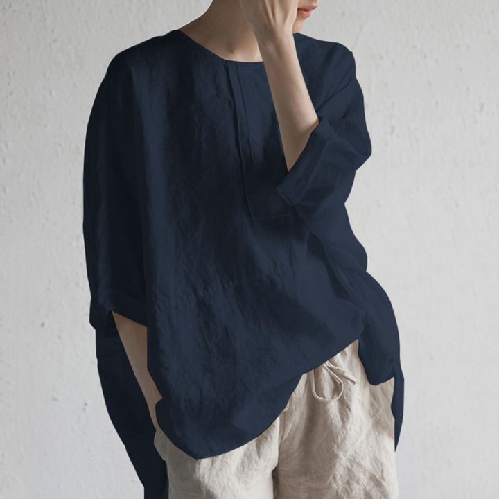 EaseHut%20Cotton%20Linen%20T-shirts%20Women%202022%20Solid%20Color%20O-neck%20Half%20Sleeve%20Casual%20Tee%20Tops%204XL%205XL%20Plus%20Size%20Casual%20Female%20T-shirts%20-%20Image%205